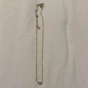 Kendra Scott Gold Necklace with Light Pink Oval Pendant